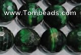 CTE1018 15.5 inches 18mm faceted round dyed green tiger eye beads