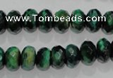 CTE1022 15.5 inches 6*10mm faceted rondelle dyed green tiger eye beads