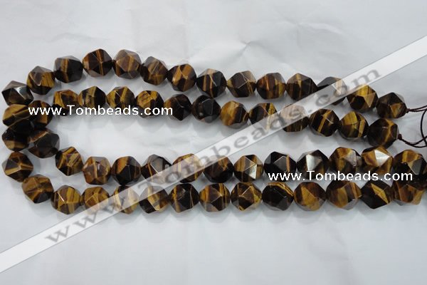 CTE1204 15 inches 14mm faceted nuggets yellow tiger eye beads