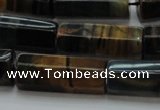 CTE1394 15.5 inches 10*30mm faceted tube yellow & blue tiger eye beads