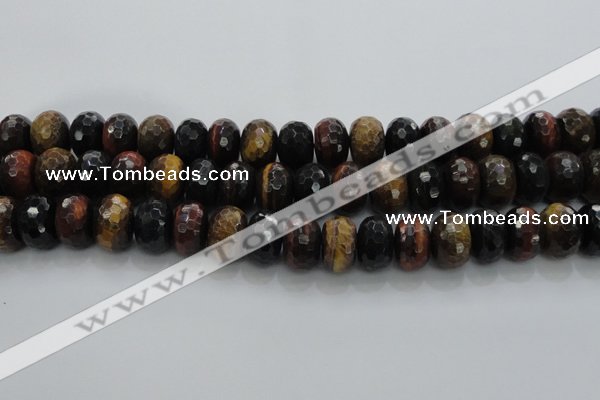 CTE1486 15.5 inches 12*18mm faceted rondelle mixed tiger eye beads