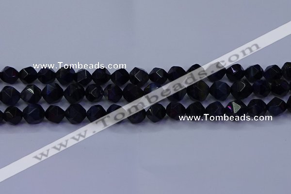 CTE1917 15.5 inches 8mm faceted nuggets blue tiger eye beads