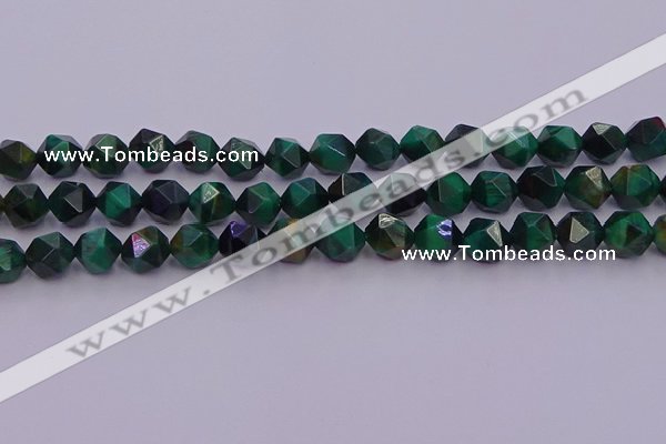 CTE1948 15.5 inches 10mm faceted nuggets green tiger eye beads