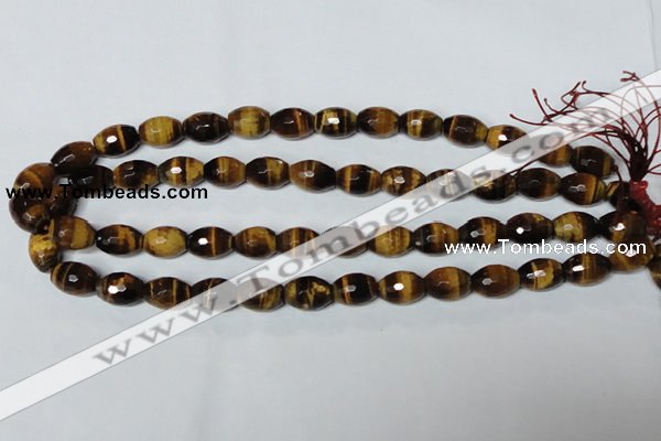 CTE207 15.5 inches 8*10mm faceted rice yellow tiger eye beads