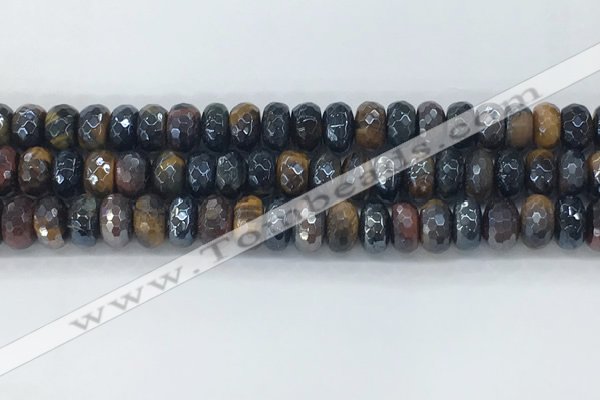 CTE2103 6*10mm faceted rondelle AB-color mixed tiger eye beads
