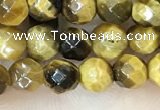 CTE2231 15.5 inches 4mm faceted round yellow tiger eye beads