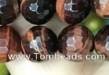 CTE2238 15.5 inches 8mm faceted round red tiger eye beads