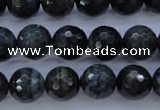 CTE444 15.5 inches 12mm faceted round blue tiger eye beads
