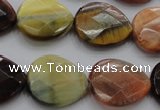 CTE468 15.5 inches 18*20mm faceted flat teardrop mixed tiger eye beads