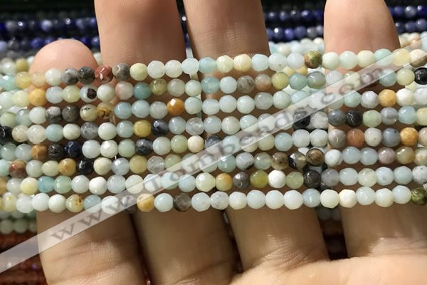 CTG1167 15.5 inches 3mm faceted round tiny amazonite beads