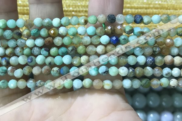 CTG1211 15.5 inches 4mm faceted round tiny chrysocolla beads