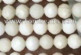 CTG1516 15.5 inches 3mm faceted round white fossil jasper beads