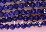 CTG1667 15.5 inches 3mm faceted round tiny blue goldstone beads