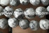 CTG3559 15.5 inches 4mm faceted round grey picture jasper beads