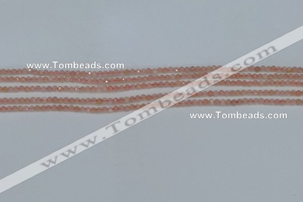 CTG606 15.5 inches 2mm faceted round peach moonstone beads