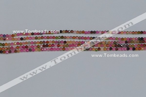 CTG651 15.5 inches 2mm faceted round tourmaline gemstone beads