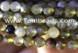 CTG819 15.5 inches 4mm faceted round tiny green garnet beads