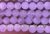 CTG832 15.5 inches 4mm faceted round tiny white moonstone beads
