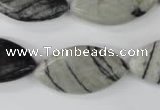 CTJ212 15.5 inches 15*30mm marquise black water jasper beads wholesale