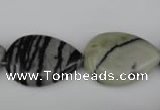 CTJ232 15.5 inches 17*24mm flat teardrop black water jasper beads