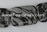 CTJ255 15.5 inches 20*30mm rectangle black water jasper beads