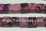CTJ523 15.5 inches 10*10mm cube dyed purple jasper beads wholesale