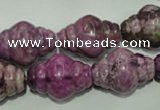 CTJ545 15.5 inches 16*22mm carved rice dyed purple jasper beads