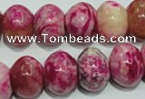 CTJ615 15.5 inches 12*16mm rondelle dyed fuchsia jasper beads