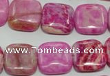 CTJ624 15.5 inches 16*16mm square dyed fuchsia jasper beads