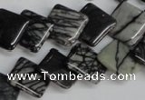 CTJ63 15.5 inches 14*14mm diamond black water jasper beads wholesale
