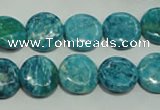 CTJ655 15.5 inches 13mm flat round dyed blue jasper beads wholesale