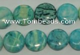 CTJ656 15.5 inches 14mm flat round dyed blue jasper beads wholesale