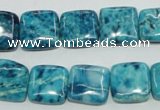 CTJ673 15.5 inches 14*14mm square dyed blue jasper beads wholesale