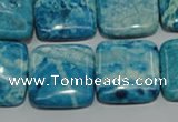 CTJ676 15.5 inches 20*20mm square dyed blue jasper beads wholesale