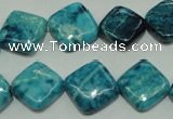 CTJ684 15.5 inches 13*13mm diamond dyed blue jasper beads wholesale