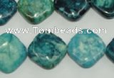 CTJ685 15.5 inches 16*16mm diamond dyed blue jasper beads wholesale