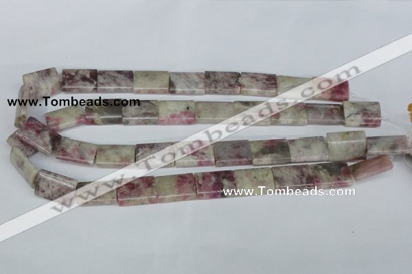 CTO216 15.5 inches 15*20mm flat tube pink tourmaline gemstone beads