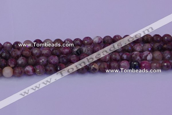 CTO612 15.5 inches 7mm faceted round tourmaline gemstone beads