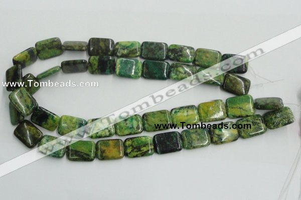CTP10 15.5 inches 15*20mm rectangle yellow green pine gemstone beads