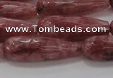 CTR135 15.5 inches 10*30mm faceted teardrop strawberry quartz beads
