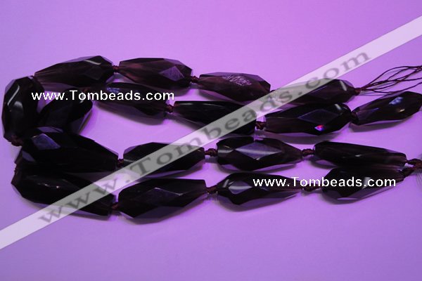 CTR206 15*34mm - 20*42mm faceted teardrop smoky quartz beads