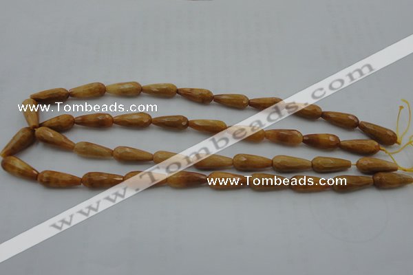 CTR21 15.5 inches 8*20mm faceted teardrop yellow jade beads