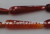 CTR46 15.5 inches 10*40mm faceted teardrop natural fire agate beads