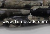 CTR60 15.5 inches 10*40mm faceted teardrop grey opal gemstone beads