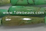 CTR67 15.5 inches 10*40mm faceted teardrop grass agate beads