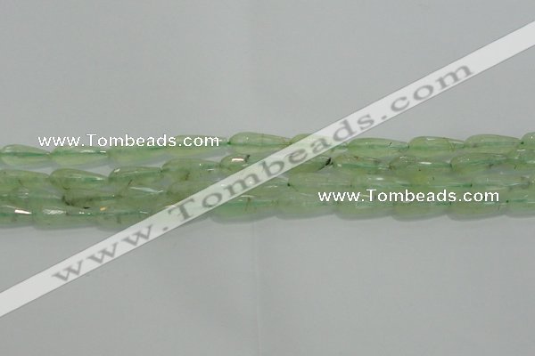 CTR72 15.5 inches 6*16mm faceted teardrop green rutilated quartz beads
