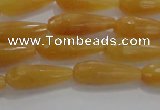 CTR75 15.5 inches 6*16mm faceted teardrop yellow jade beads