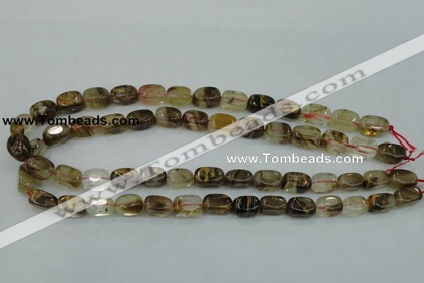 CTS56 15.5 inches 8*14mm nugget tigerskin glass beads wholesale