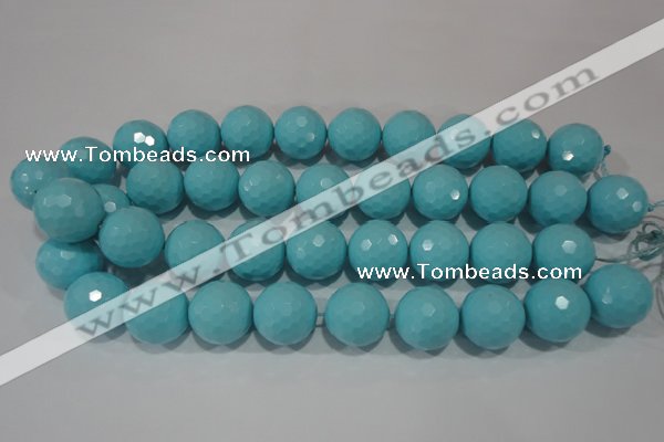 CTU1221 15.5 inches 6mm faceted round synthetic turquoise beads