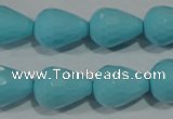 CTU1246 15.5 inches 13*18mm faceted teardrop synthetic turquoise beads